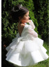 Ivory Glitter Lace Satin V Back Dream Flower Girl Dress